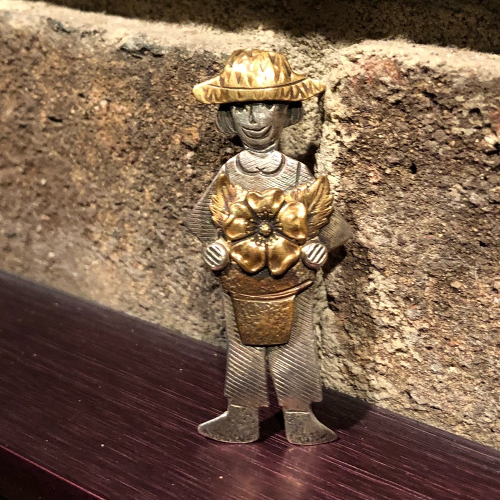 Vintage Sterling Garden Lady Brooch